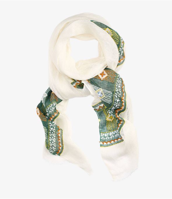 CELIA Linen Scarf with Embroidery for Women 80 x 190 CM - 1