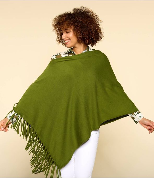 PONCHO KAKI Cotton Poncho for Women - 1