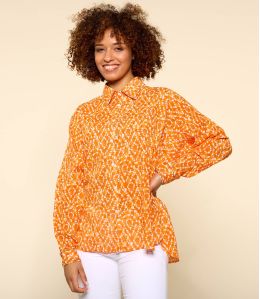 COSY AMBRE ORANGE Women's Cotton Shirt - 1