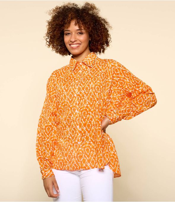 COSY AMBRE ORANGE Women's Cotton Shirt - 1