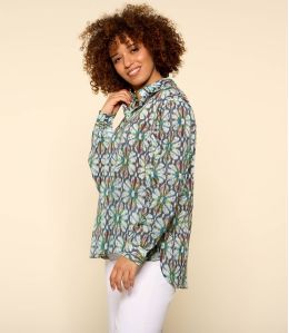 COSY BOHO BLUE Women's Cotton Shirt - 2