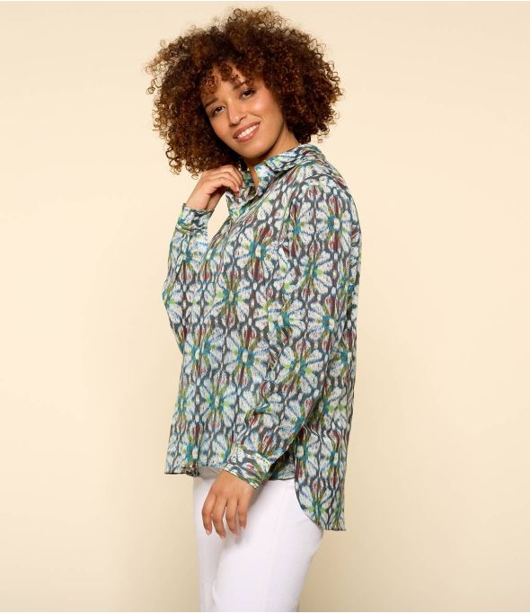 COSY BOHO BLUE Women's Cotton Shirt - 1