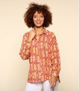 COSY BOHO RED Women's Cotton Shirt - 2