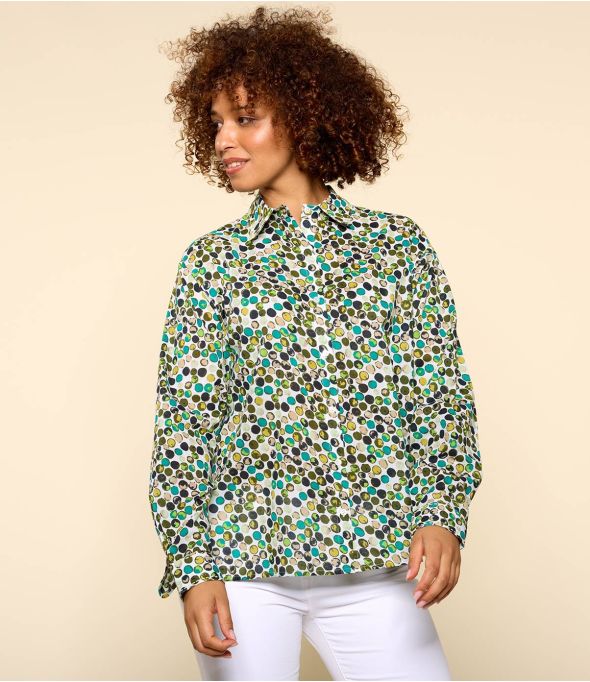 COSY DOT GREEN Women's Cotton Shirt - 1