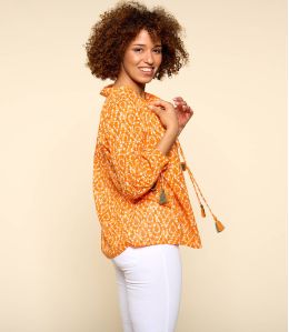 BETI AMBER ORANGE Women's Cotton Blouse - 2