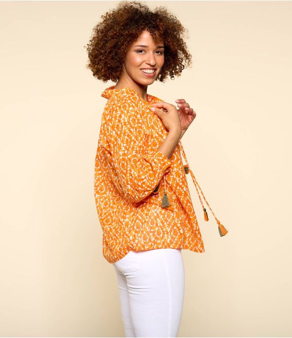 BETI AMBER ORANGE Women's Cotton Blouse - 1