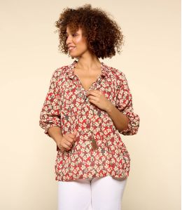 BETI SAKURI RED Women's Cotton Blouse - 2