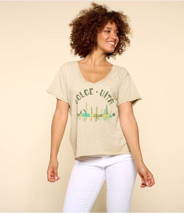 VITA BEIGE M-G Organic Cotton T-Shirt for Women - 1