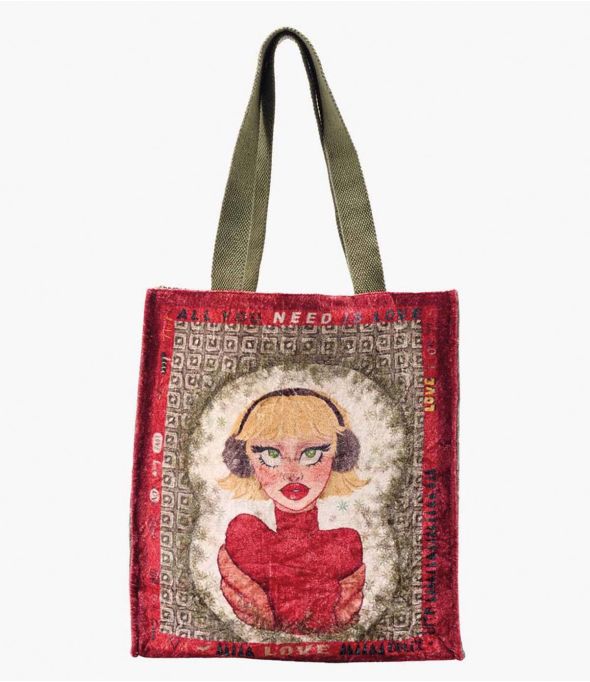 CARRY PEPITA RED Viscose, Cotton Bag for Women 35 x 33 x 10 cm - 1