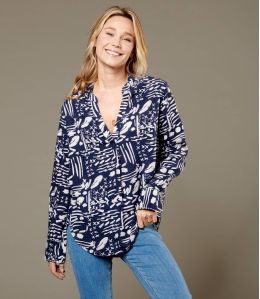 MILA GRAF NAVY Viscose Blouse for Women - 1