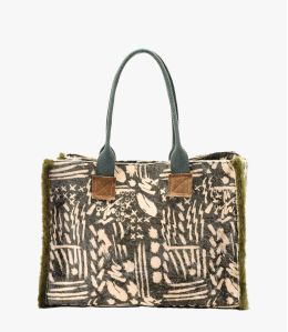 POP VELVET KHAKI Viscose, cotton, AQ, leather bag for Women 40 x 30 x 15 cm - 1