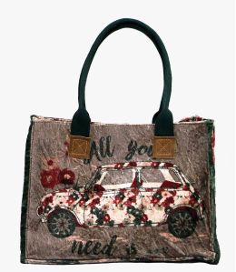 POP VELVET MINI Viscose, cotton, AQ, leather bag for Women 40 x 30 x 15 cm - 1