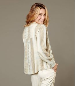 SARA PIANO BEIGE Viscose Blouse for Women - 2