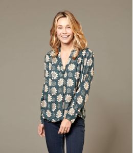 SARA ROSETTE ANTHRACITE Viscose Blouse for Women - 1