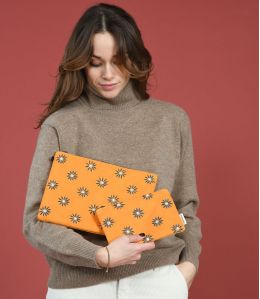 VANITY ORANGE VELVET Cotton Pouch - 1