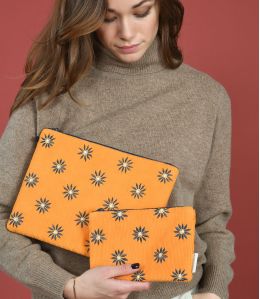 VANITY ORANGE VELVET Cotton Pouch - 2