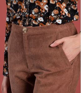 LENY VELVET CAMEL COTTON PANTS - 3