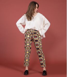 LENY VELVET HIPPIE CAMEL Cotton Pants - 1