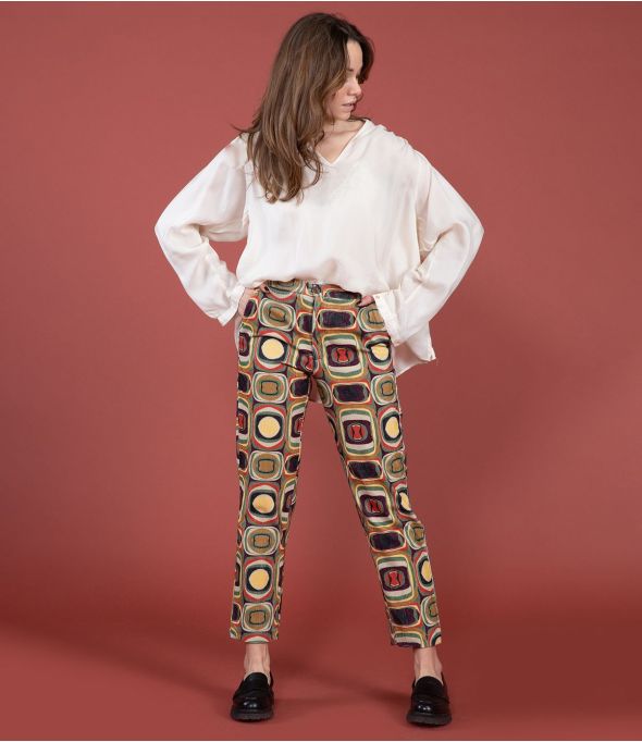 LENY VELVET HIPPIE CAMEL Cotton Pants - 1