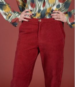 LENY RED VELVET Cotton Pants - 2