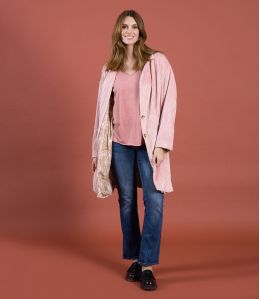 LIV PINK VELVET Cotton Coat - 1