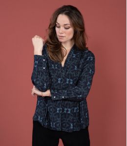 SARA MARGOT NAVY Viscose Blouse - 1