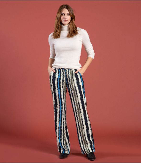 SASHA LUCE NAVY Viscose Pants - 1