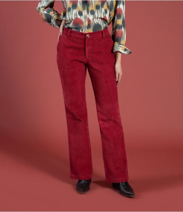 SASHA RED VELVET Cotton Pants - 1