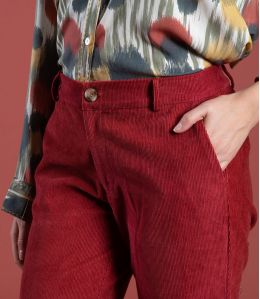 SASHA RED VELVET Cotton Pants - 3