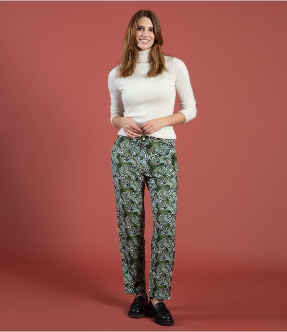 LENY LAGOON GREEN Viscose Pants - 1