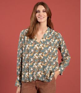 SARA CAPUCINE AQUA Viscose Blouse - 1