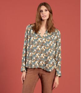 SARA NASTURTIUM AQUA Viscose Blouse - 2