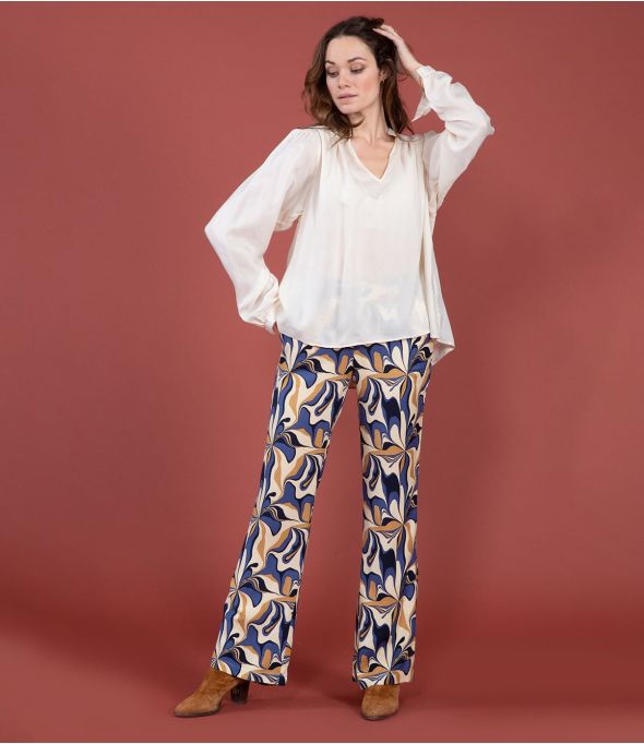 SASHA SEVENTY BLUE Viscose Pants - 1