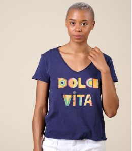 VITA DOLCE VITA NAVY Cotton T-Shirt - 1