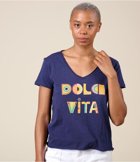 VITA DOLCE VITA NAVY Cotton T-Shirt - 1