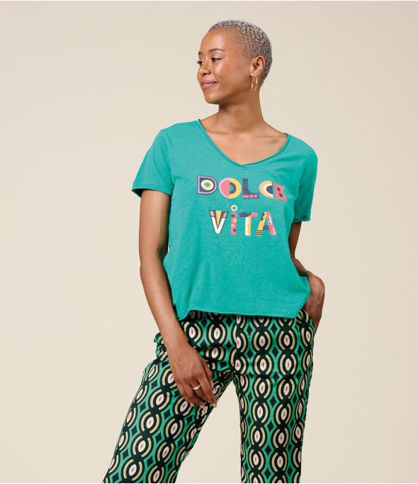 VITA DOLCE VITA GREEN Cotton T-Shirt - 1