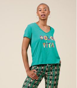 VITA DOLCE VITA GREEN Cotton T-Shirt - 2