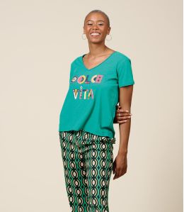 VITA DOLCE VITA GREEN Cotton T-Shirt - 3