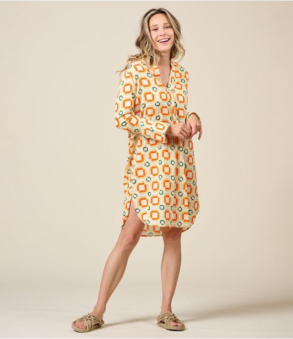 LETO LILI ORANGE Cotton Dress - 1