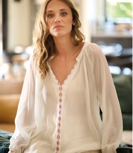 LAURA GREKO WHITE Viscose Blouse - 2