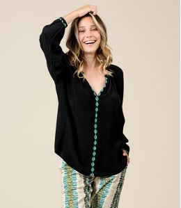 LAURA GREKO BLACK Viscose Blouse - 1