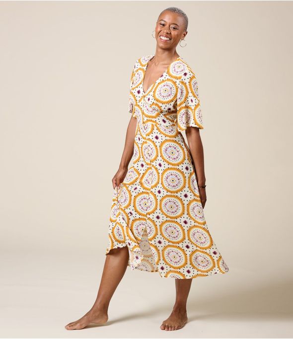 JANIE MANDALA ORANGE Viscose Dress - 1