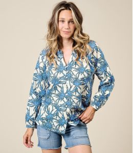 AGNES PALMA BLUE Cotton Blouse - 1