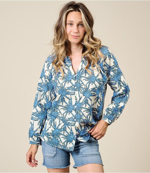 AGNES PALMA BLUE Cotton Blouse - 1