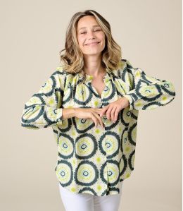 AGNES MANDALA ANTHRACITE Cotton Blouse - 1