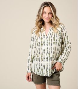 AGNES MALTE KHAKI Cotton Blouse - 1