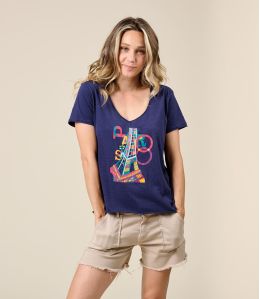 VITA PARIS NAVY Cotton T-Shirt - 2