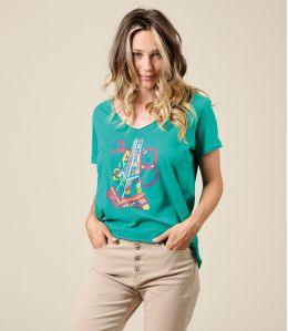 VITA PARIS GREEN Cotton T-Shirt - 2