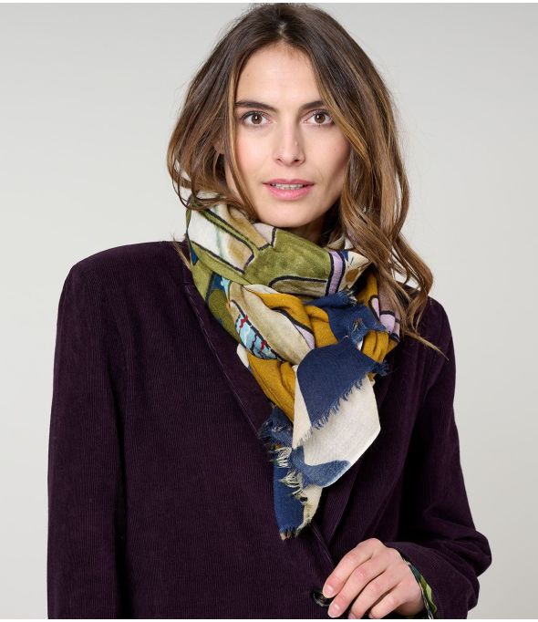 GARANCE Wool, Silk Scarf - 1