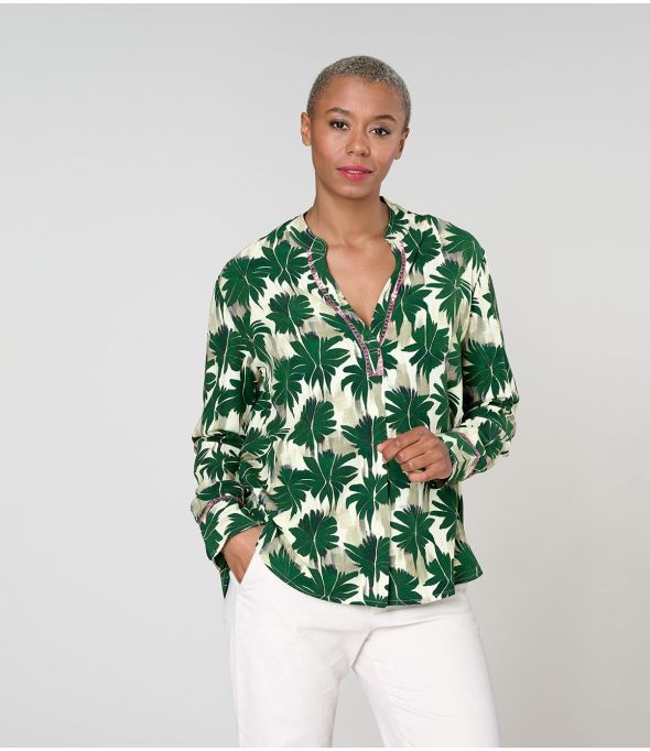 MILA HIBIS GREEN Viscose blouse - 1